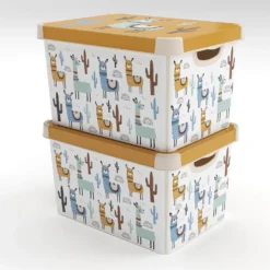 Curver Stockholm Llama Plastic Deco Storage Box - Multi-Coloured - 22L -Home Style Shop 12824053 2554832983038804
