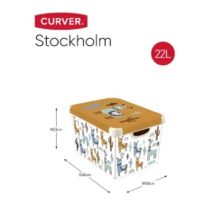 Curver Stockholm Llama Plastic Deco Storage Box - Multi-Coloured - 22L -Home Style Shop 12824053 3534832983271178