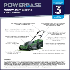 Powerbase 1800W Electric Lawn Mower - 41cm -Home Style Shop 12882288 7415058716616492