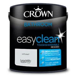 Crown Easyclean® Mouldguard+ Bathroom Mid Sheen Washable Multi Surface Paint Soft Steel® - 2.5 L -Home Style Shop 12886778 1174853416077435