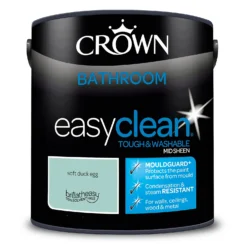 Crown Easyclean® Mouldguard+ Bathroom Mid Sheen Washable Multi Surface Paint Soft Duck Egg® - 2.5 L -Home Style Shop 12886781 1414853416109934