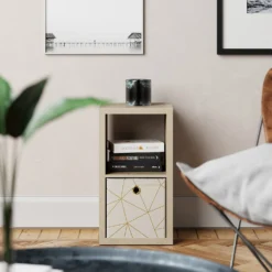 Clever Cube Velvet Geometric Insert - Cream & Gold -Home Style Shop 12932955 1694887877084767