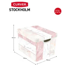 Curver Stockholm Mixed Marble Deco Storage Box - Pink & White 22L -Home Style Shop 13148481 2094896660314901