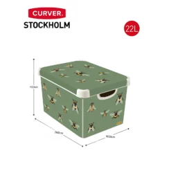 Curver Stockholm Bees Deco Storage Box - Green - 22L -Home Style Shop 13169626 1944898511856227
