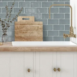 Country Living Artisan Stone Blue Ceramic Wall Tile 75 X 150mm - 0.5sqm Pack -Home Style Shop 13220559 1284924679270700