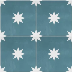 Country Living Starry Skies Peacock Teal Porcelain Wall & Floor Tile - 200 X 200mm - 0.52sqm Pack -Home Style Shop 13220582 1524916607678903