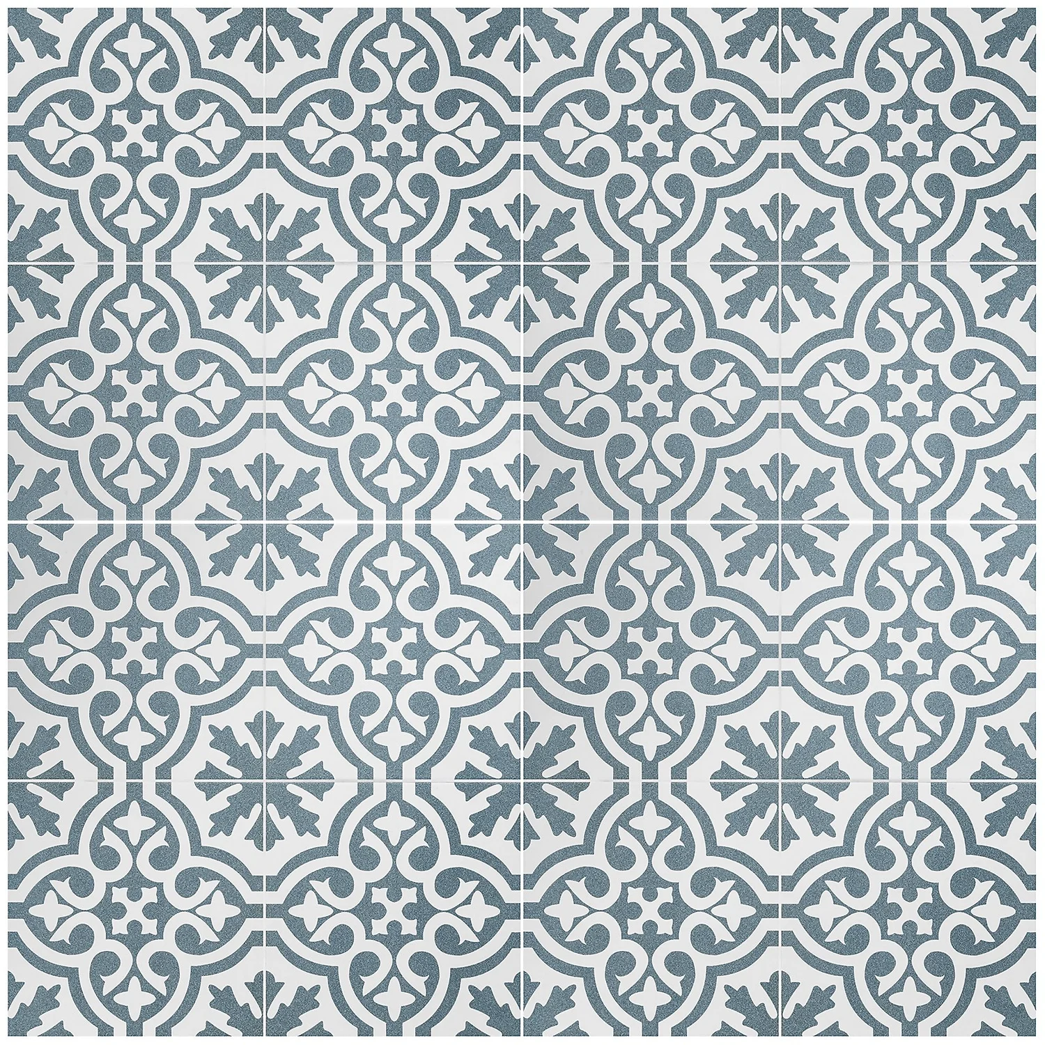 Fiore Teal / White Victorian Pre-scored Porcelain Wall & Floor Tile 450 X 450mm - 1.42sqm Pack 5 Fiore Teal / White Victorian Pre-scored Porcelain Wall & Floor Tile 450 X 450mm - 1.42sqm Pack - Image 3