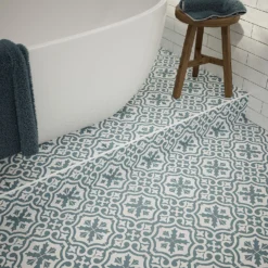 Fiore Teal / White Victorian Pre-scored Porcelain Wall & Floor Tile 450 X 450mm - 1.42sqm Pack 14 Fiore Teal / White Victorian Pre-scored Porcelain Wall & Floor Tile 450 X 450mm - 1.42sqm Pack -Home Style Shop 13220597 1544909608294003