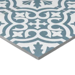 Fiore Teal / White Victorian Pre-scored Porcelain Wall & Floor Tile 450 X 450mm - 1.42sqm Pack 13 Fiore Teal / White Victorian Pre-scored Porcelain Wall & Floor Tile 450 X 450mm - 1.42sqm Pack -Home Style Shop 13220597 4174916350020462