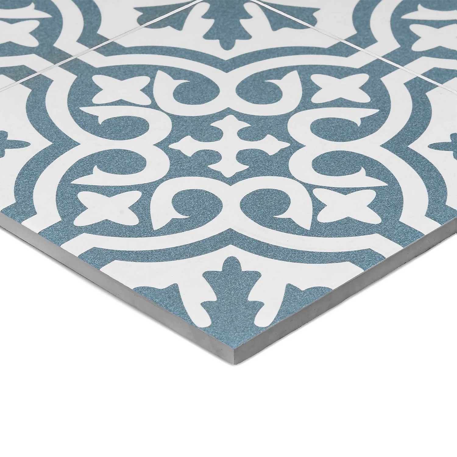 Fiore Teal / White Victorian Pre-scored Porcelain Wall & Floor Tile 450 X 450mm - 1.42sqm Pack 6 Fiore Teal / White Victorian Pre-scored Porcelain Wall & Floor Tile 450 X 450mm - 1.42sqm Pack - Image 4