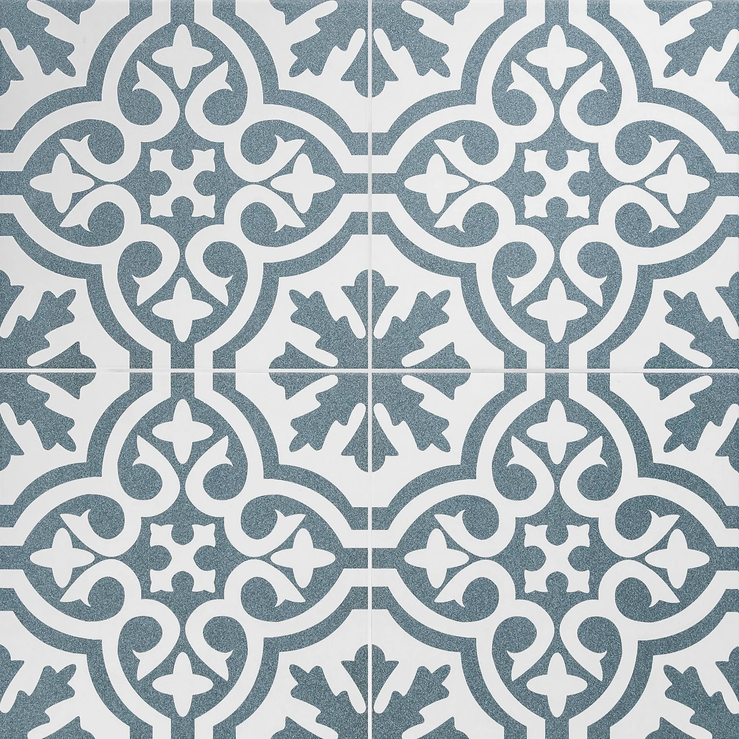Fiore Teal / White Victorian Pre-scored Porcelain Wall & Floor Tile 450 X 450mm - 1.42sqm Pack 4 Fiore Teal / White Victorian Pre-scored Porcelain Wall & Floor Tile 450 X 450mm - 1.42sqm Pack - Image 2