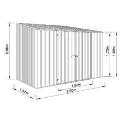 Absco 10 X 5ft Space Saver Metal Pent Shed - Green -Home Style Shop 13440844 2124929185526291