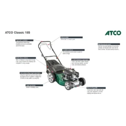 Atco 139cc Classic 18S Petrol Lawn Mower - 46cm 14 Atco 139cc Classic 18S Petrol Lawn Mower - 46cm -Home Style Shop 13483565 1664929335782785