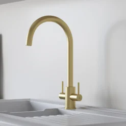 Leonie Twin Lever Tap - Brushed Brass -Home Style Shop 13929184 1524998571997181