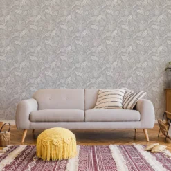 Fresco Artisan Leaf Grey Wallpaper -Home Style Shop 13991879 5245003723099943