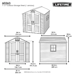 Lifetime 7x7ft Outdoor Storage Shed - Rough-Cut Grey -Home Style Shop 13997403 1555000054831001