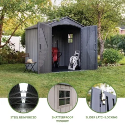 Lifetime 7x7ft Outdoor Storage Shed - Rough-Cut Grey -Home Style Shop 13997403 2055000054879100