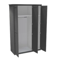 House Beautiful Realm Fitted Look Triple Wardrobe, White Carcass - Carbon Grey Shaker Doors (W) 1451mm X (H) 2256mm -Home Style Shop 13999884 1275011811614905
