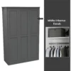 House Beautiful Realm Fitted Look Triple Wardrobe, White Carcass - Carbon Grey Shaker Doors (W) 1451mm X (H) 2256mm -Home Style Shop 13999884 7725052690814389