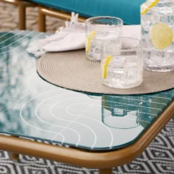 Omari Metal Garden Corner Sofa Set - Teal & Gold -Home Style Shop 14005699 4965022704578830