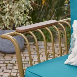 Omari Metal Garden Corner Sofa Set - Teal & Gold -Home Style Shop 14005699 6155022704468337