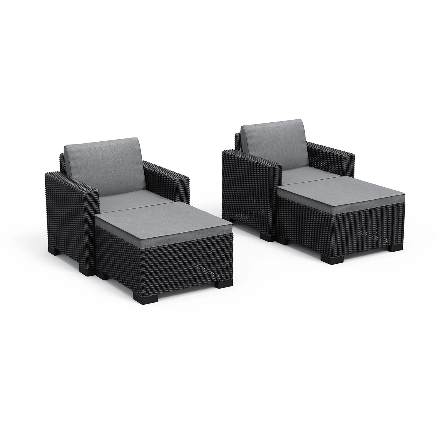 Keter California 2 Seater Outdoor Balcony Deluxe Garden Furniture Set - Graphite With Grey Cushions 3 Keter California 2 Seater Outdoor Balcony Deluxe Garden Furniture Set - Graphite With Grey Cushions